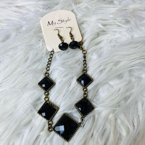 Diamond Shaped Bracelet and Matching Earring Set